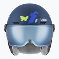 Detská lyžiarska prilba UVEX Rocket Visor Jr blue puzzle matt/mirror blue/smoke 2