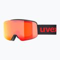 Detské lyžiarske okuliare UVEX Pwdr FM black matt/mirror red orange clear