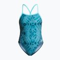 Dámske jednodielne plavky ZONE3 Strap Back teal tie dye