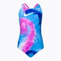 Detské jednodielne plavky Nike Tie Dye Spiderback modré NESSC719-458
