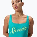 Dámske jednodielne plavky Speedo Logo Square Back turquoise gem 5