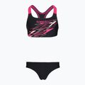 Detské dvojdielne plavky Speedo Medley Logo Racerback 2pc anthracite/pink