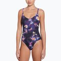 Nike Floral Blur V-Neck dámske jednodielne plavky čierne
