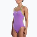 Dámske jednodielne plavky Nike Hydrastrong Logo Graphic T-Back bright violet