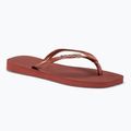 Dámske žabky Havaianas Square Logo Metallic Mahogany