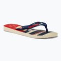 Havaianas Top Nautical žabky béžová slama / námornícka modrá / rubínovo červená