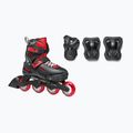 Detské kolieskové korčule s chráničmi Rollerblade Fury Combo Jr black/red
