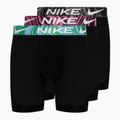 Pánske boxerky Nike Dri-Fit Essential Micro 3 páry black/aquarius bleu/laser fuchsia/grey