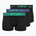 Pánske boxerky Nike Dri-Fit Essential Micro Trunk 3 pary black green shock/wild violet/black text wb