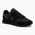 Pánske topánky Calvin Klein HM0HM02212 Retro Runner Bans Leather Suede triple black/adrenaline rush