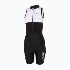 Dámska triatlonová kombinéza ZONE3 Lava Long Distance Trisuit black/white/green