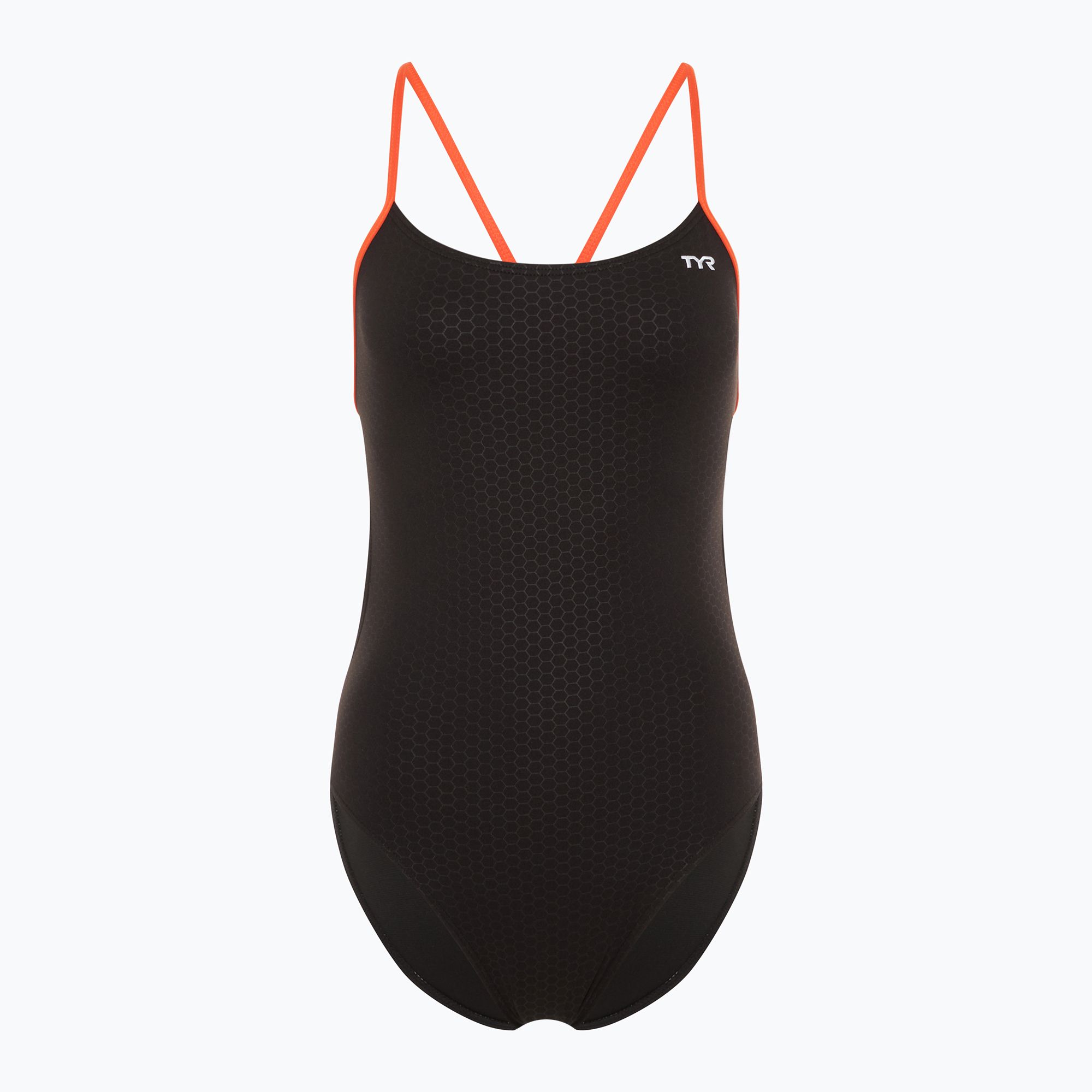 Dámske jednodielne plavky TYR Hexa Cutoutfit black/orange (Hexa Cutoutfit CHEX7A_062)