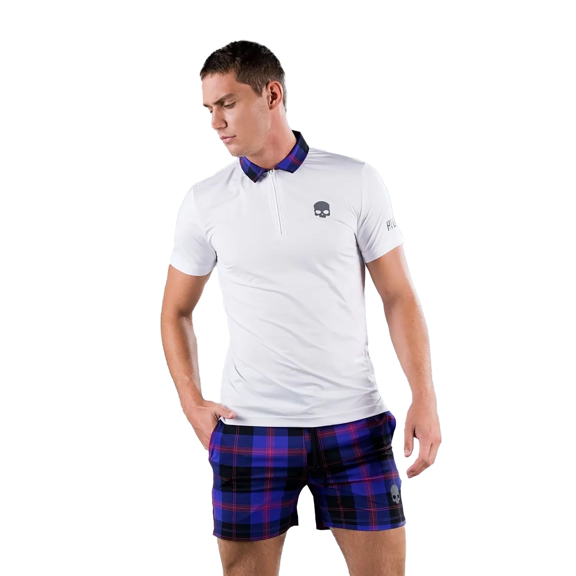 Pánska bielo-fialová tenisová polokošeľa HYDROGEN Tartan T00518E82 (Tartan T00518E82)