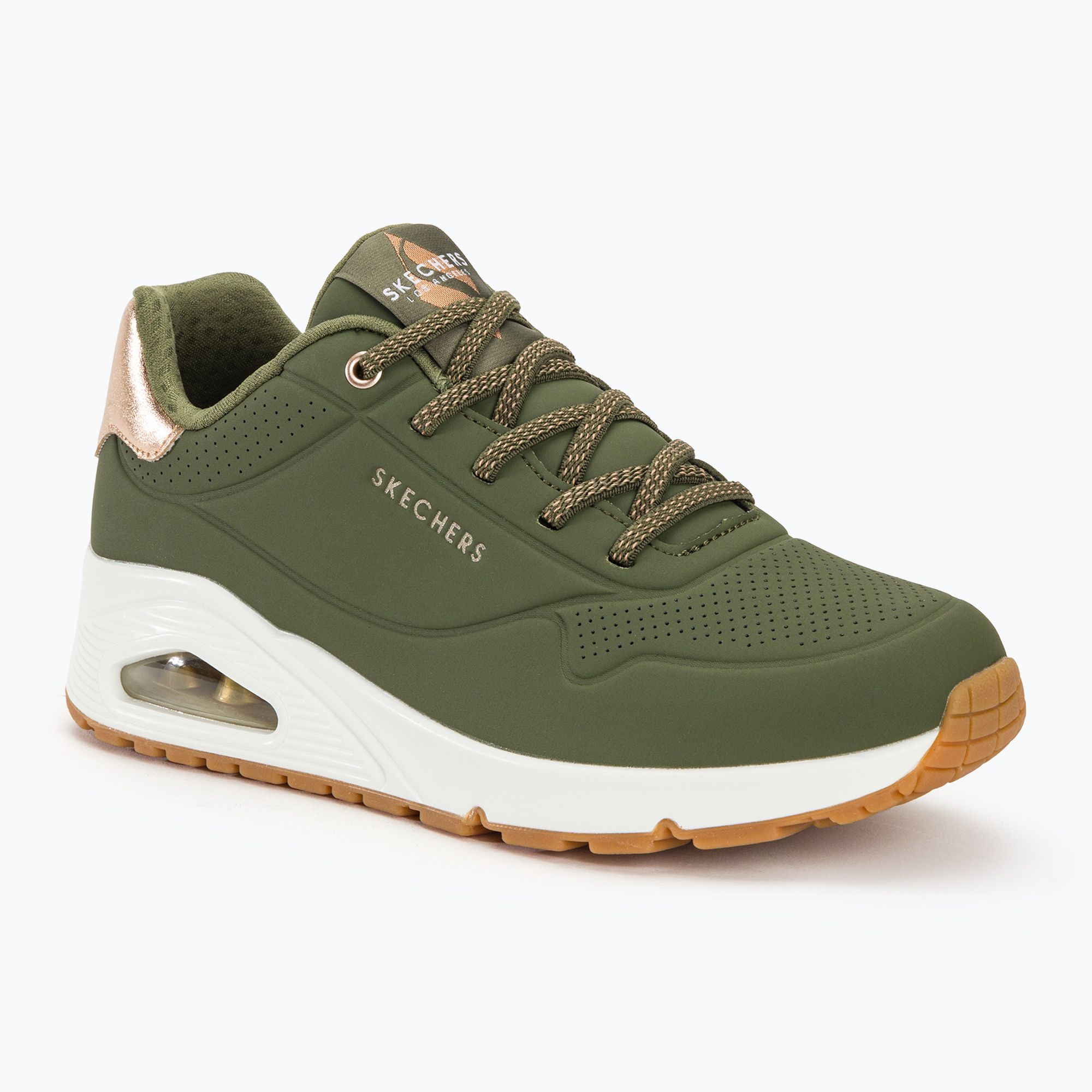 Dámske topánky SKECHERS Uno Shimmer Away olive/rose gold/mesh (Uno Shimmer Away 155196 OLV)