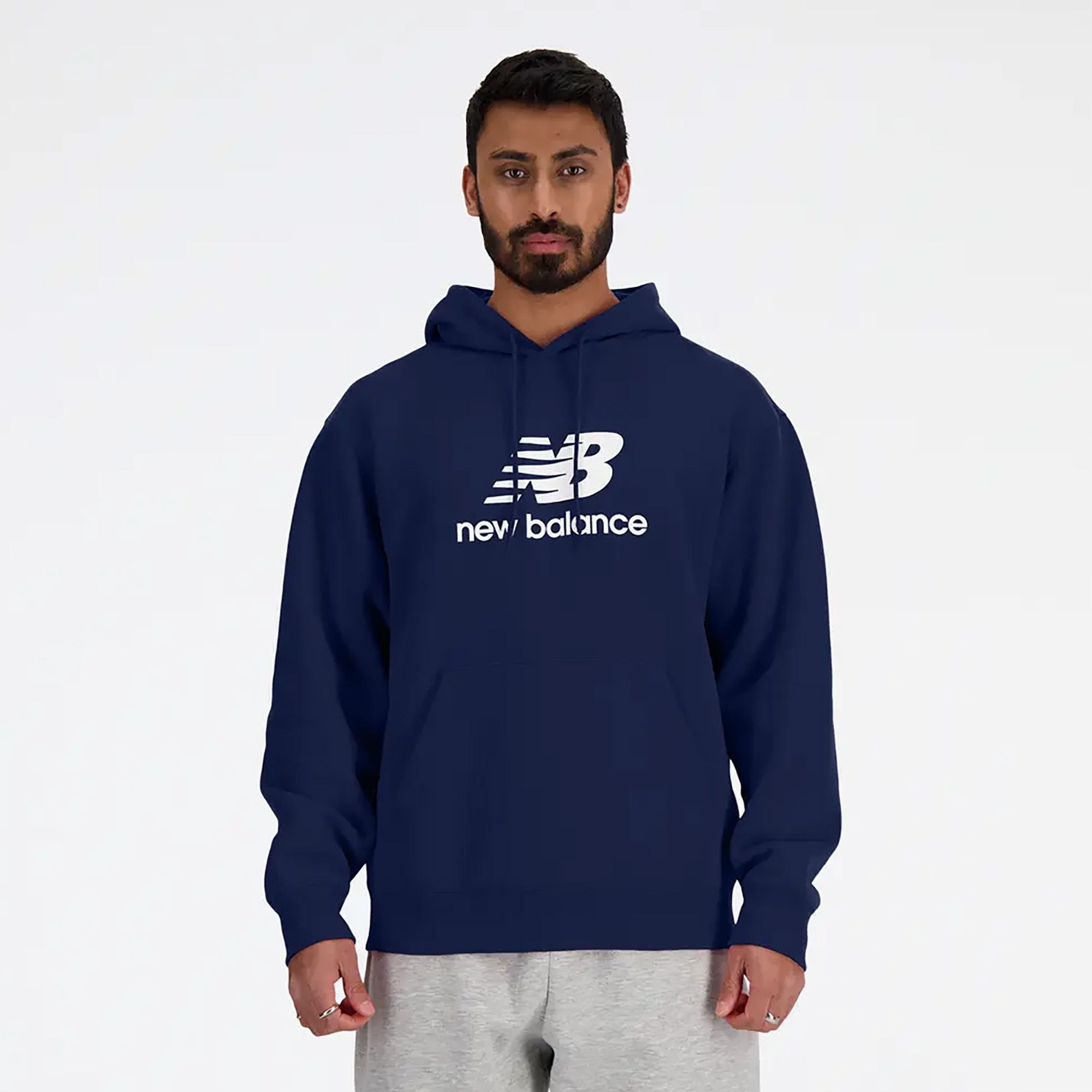 Pánska mikina New Balance Stacked Logo French Terry Hoodie navy (Stacked Logo French Terry Hoodie MT41501NNY)