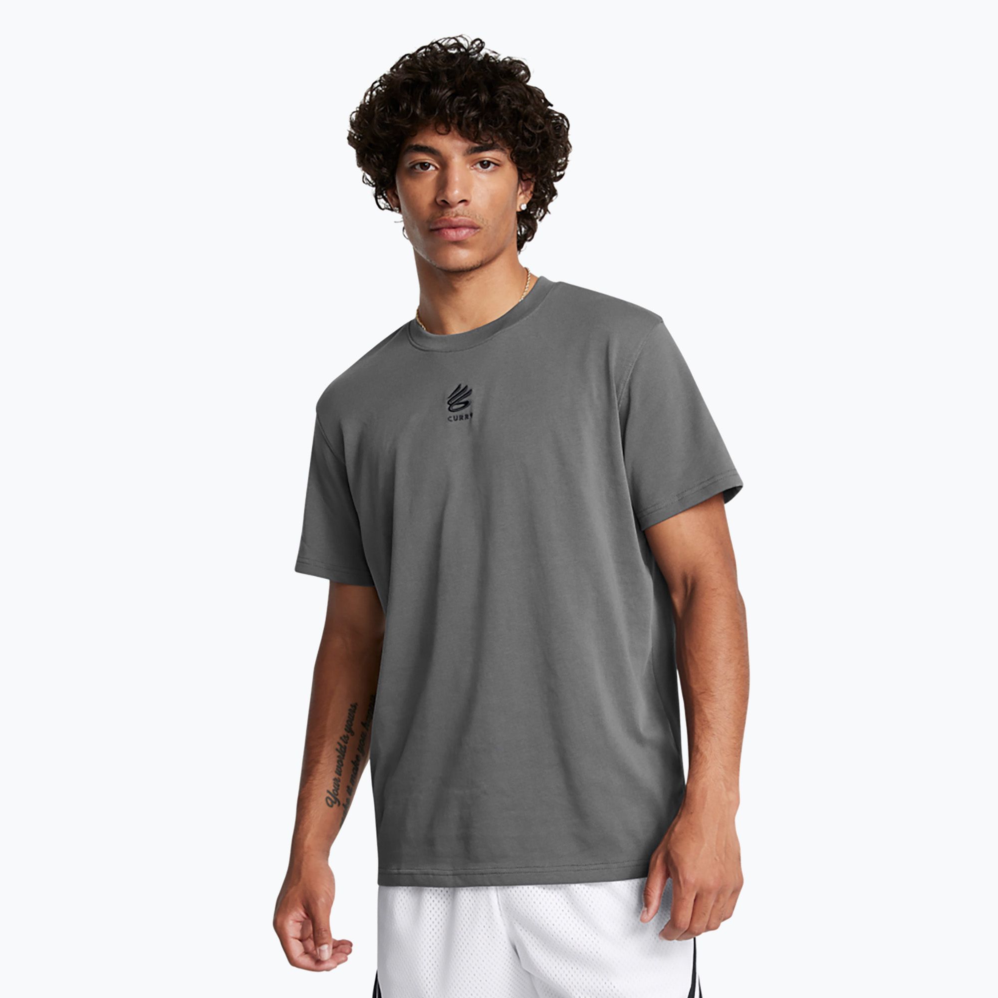 Pánske tričko Under Armour Curry Hvyweight Logo castlerock/black