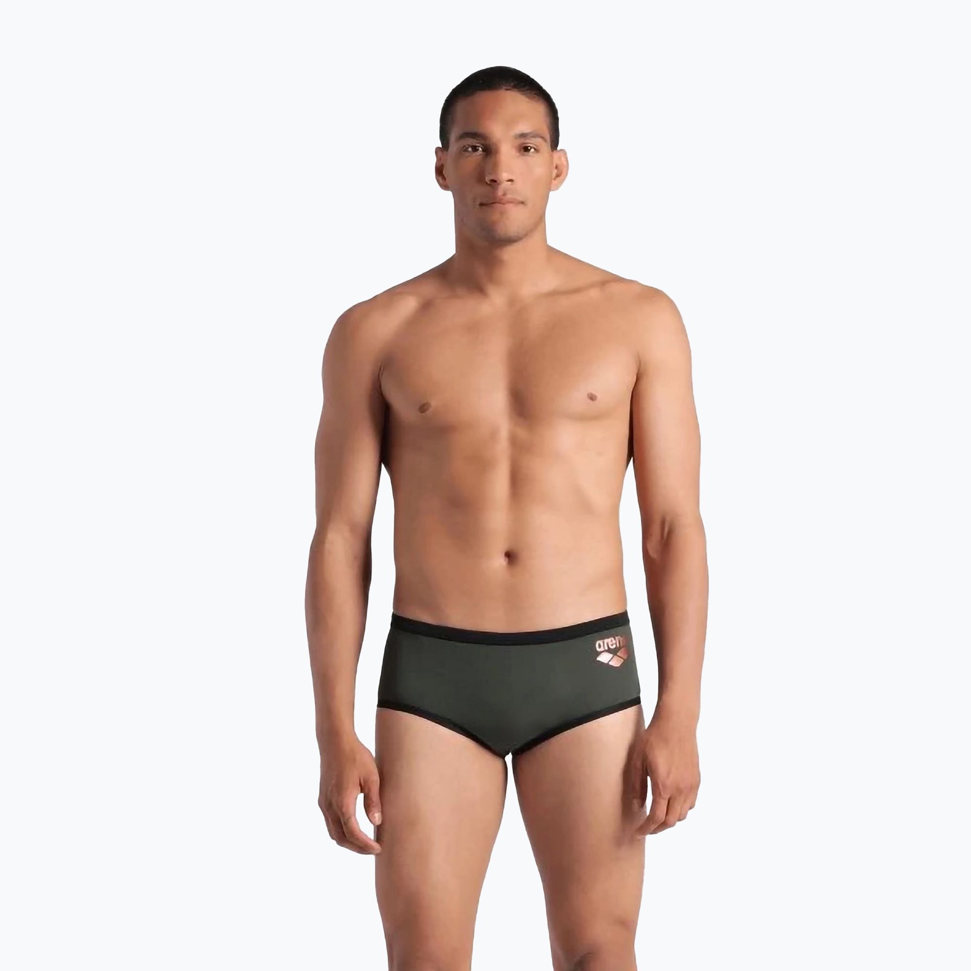 Pánske plavecké boxerky arena One Low Waist Short Big Logo dark sage/black (One Low Waist Short Big Logo 008549/840)