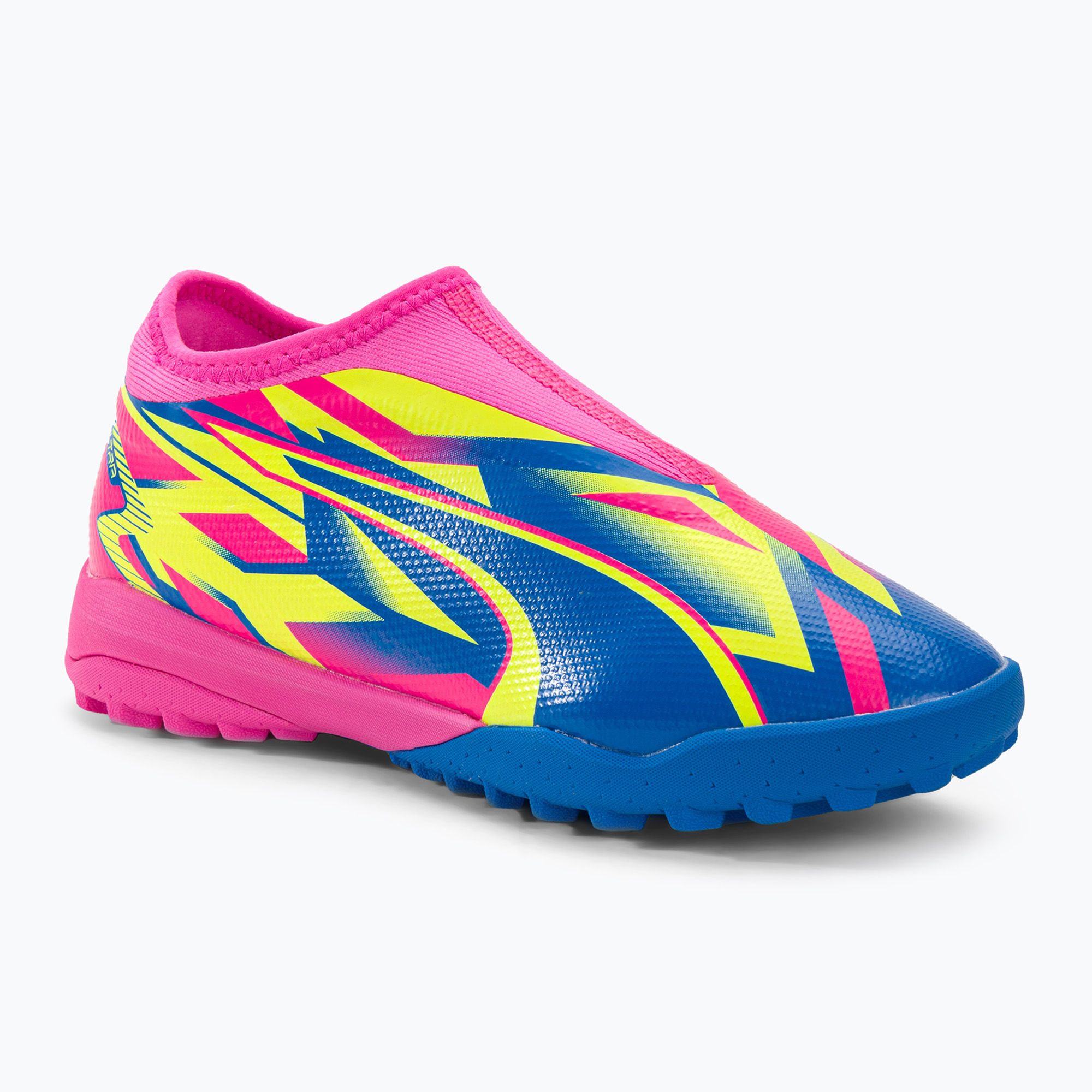 PUMA Match Ll Energy TT + Mid Jr detské kopačky žiarivo ružová/ultra modrá/žltá upozornenie (Ultra Match Ll Energy Tt + Mid Jr 107556 01)