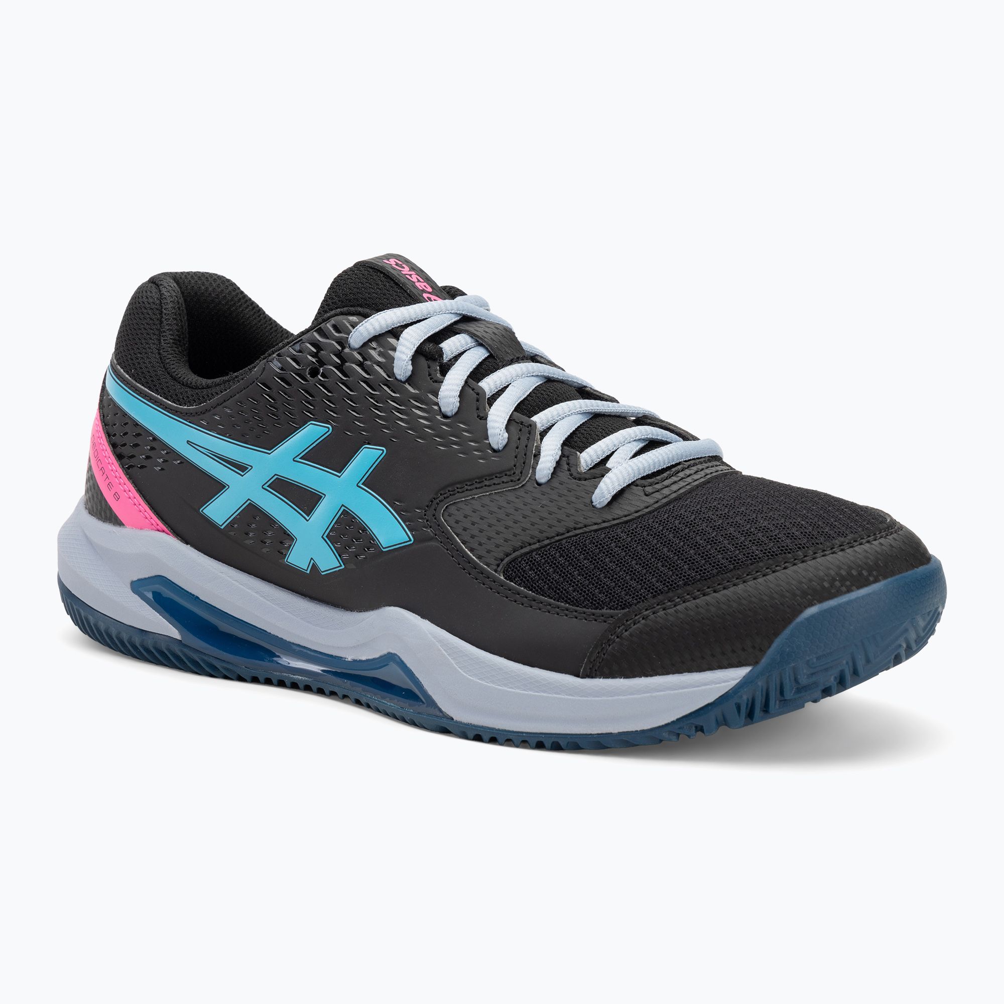 Pánske topánky na padel ASICS Gel-Dedicate 8 black/energy aqua (Gel-Dedicate 8 Padel 1041A414-001)