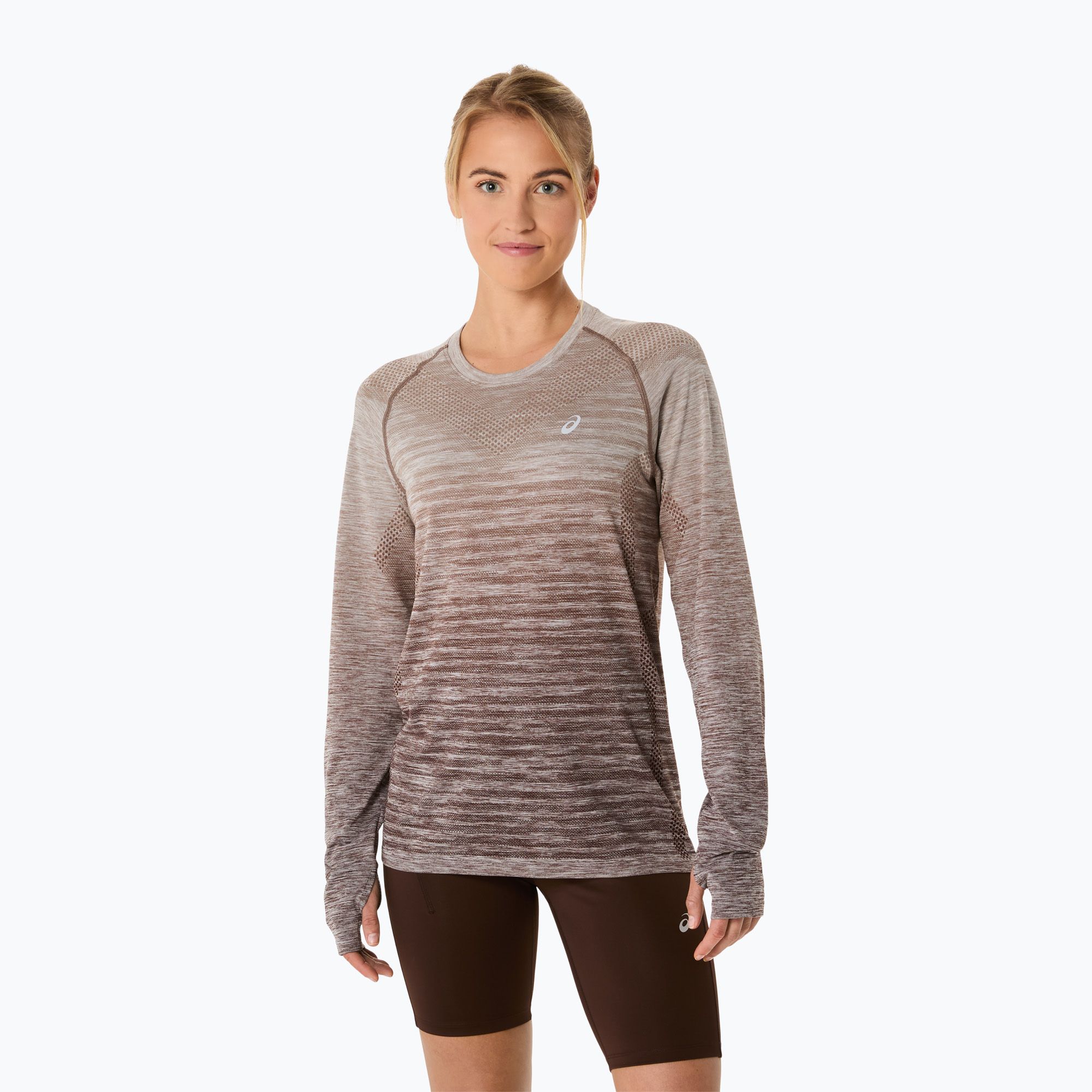 Dámske bežecké tričko Longsleeve ASICS Seamless taupe grey/coffee (Seamless LS 2012C392-021)