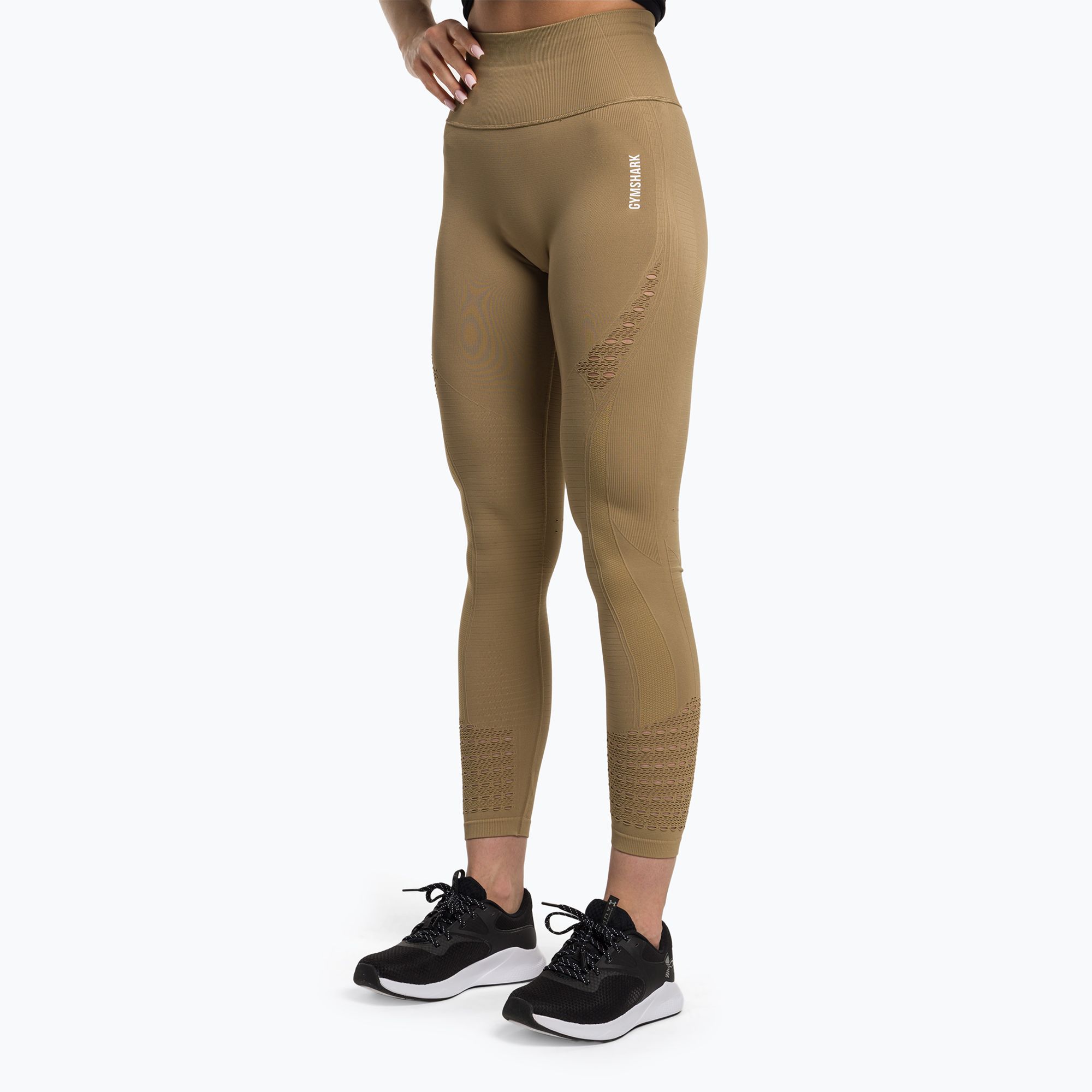 Dámske tréningové legíny Gymshark Energy Seamless biscotti hnedá/biela (Energy Seamless B1A2C-NBBB-AQ2)