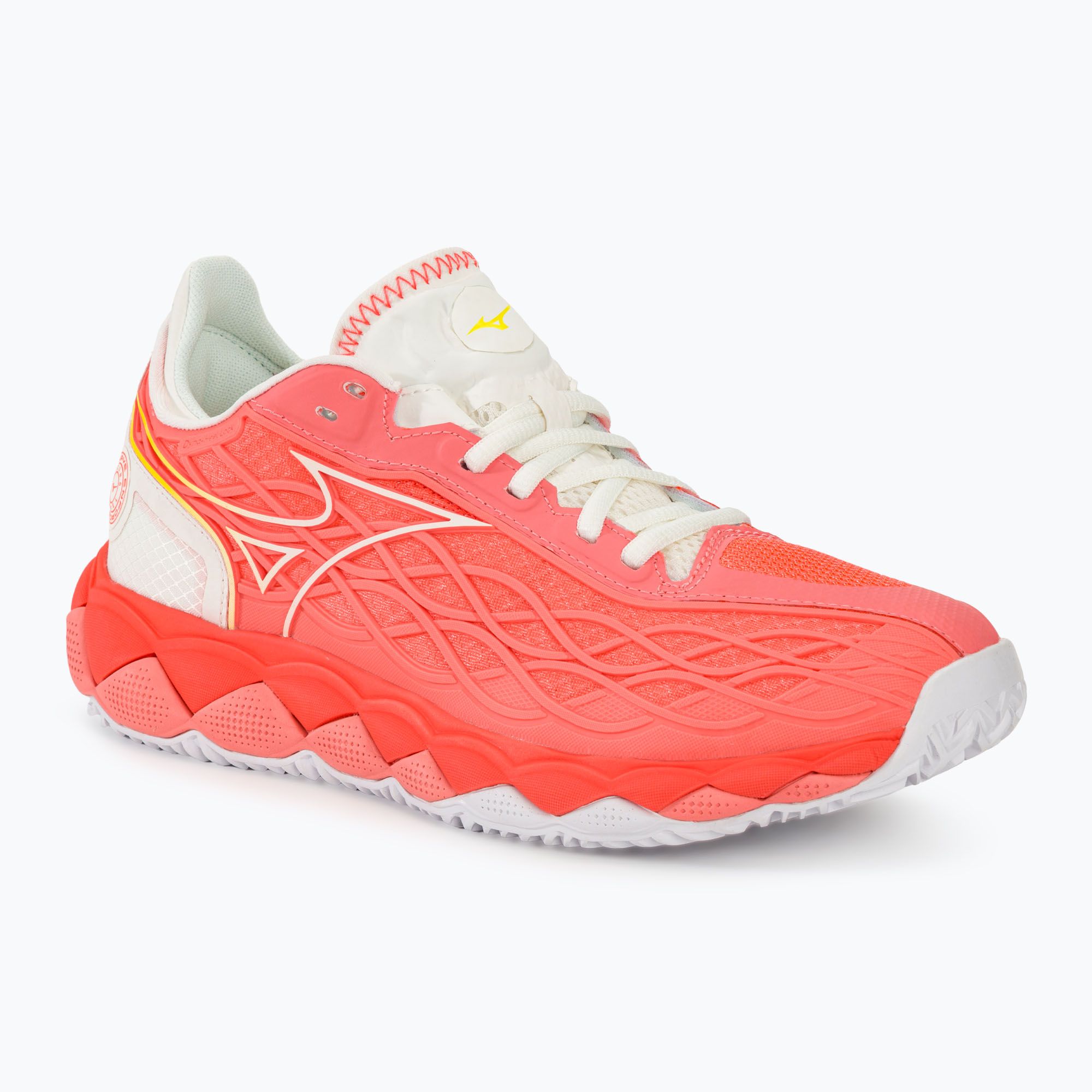 Dámska tenisová obuv Mizuno Wave Enforce Tour CC candy coral/snow white/neon flame (Wave Enforce Tour CC 61GC230556)