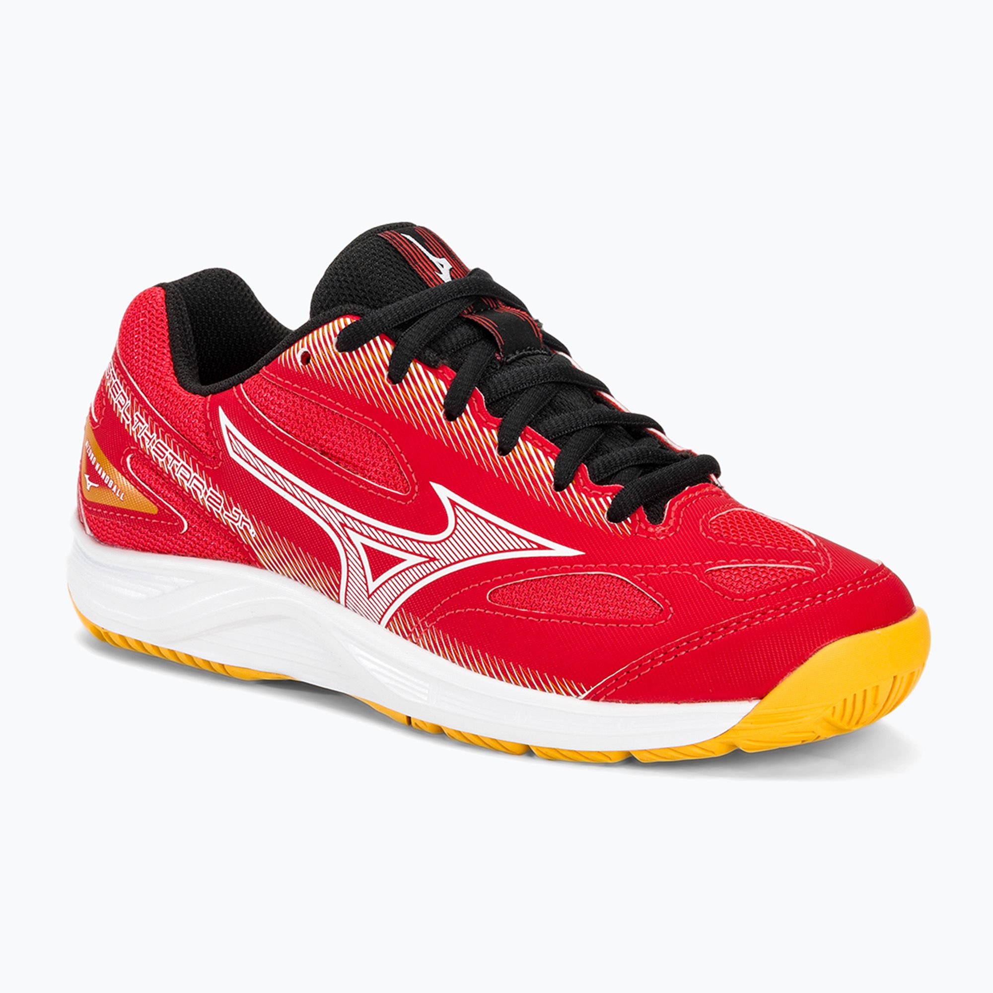Detská hádzanárska obuv Mizuno Stealth Star 2 Jr radiant red/white/carrot curl (Stealth Star 2 Jr X1GC230702)