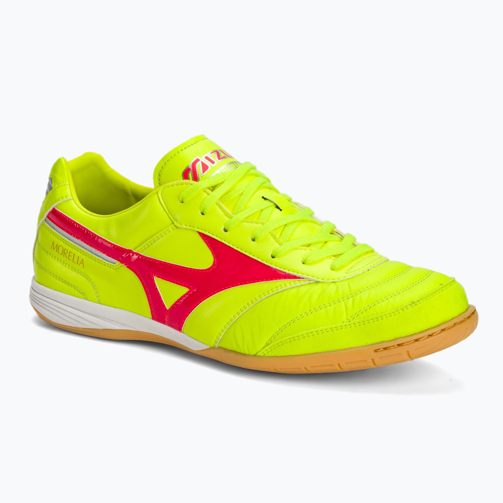 Pánske kopačky Mizuno Morelia Sala Elite IN safety yellow/fiery coral 2/galaxy silver (Morelia Sala Elite IN Q1GA240145)