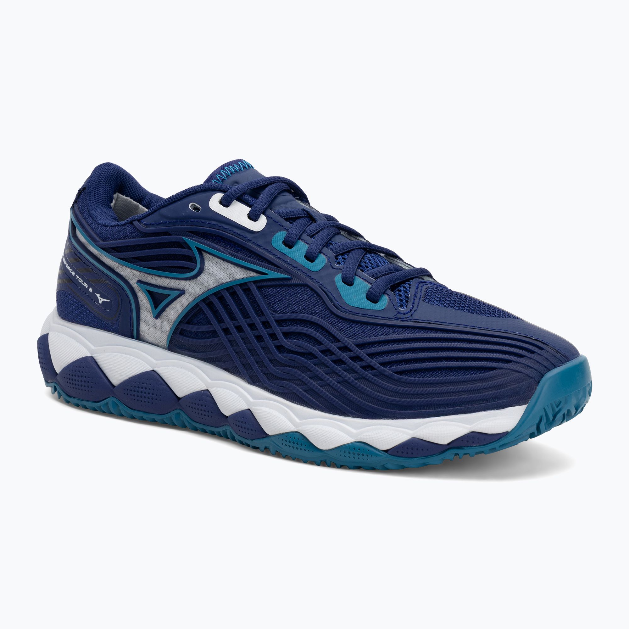 Pánské tenisové boty Mizuno Wave Enforce Tour 2 CC bellwether blue/ white/ fjord blue (Wave Enforce Tour 2 CC 61GC250415)