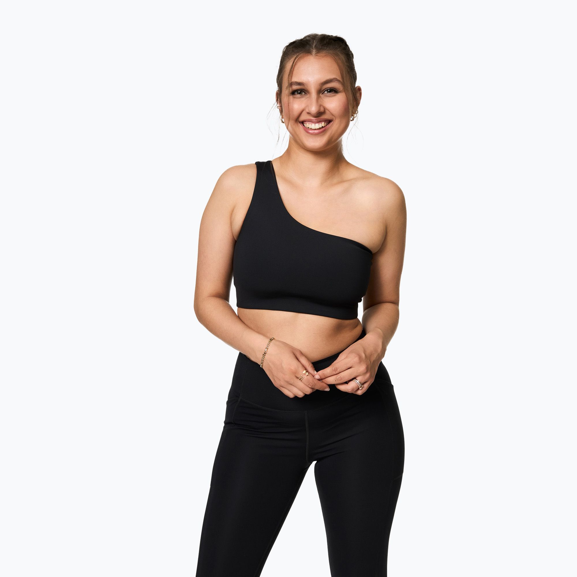 Fitness podprsenka Girlfriend Collective Bianca One Shoulder black (Bianca One Shoulder 1014-JB)