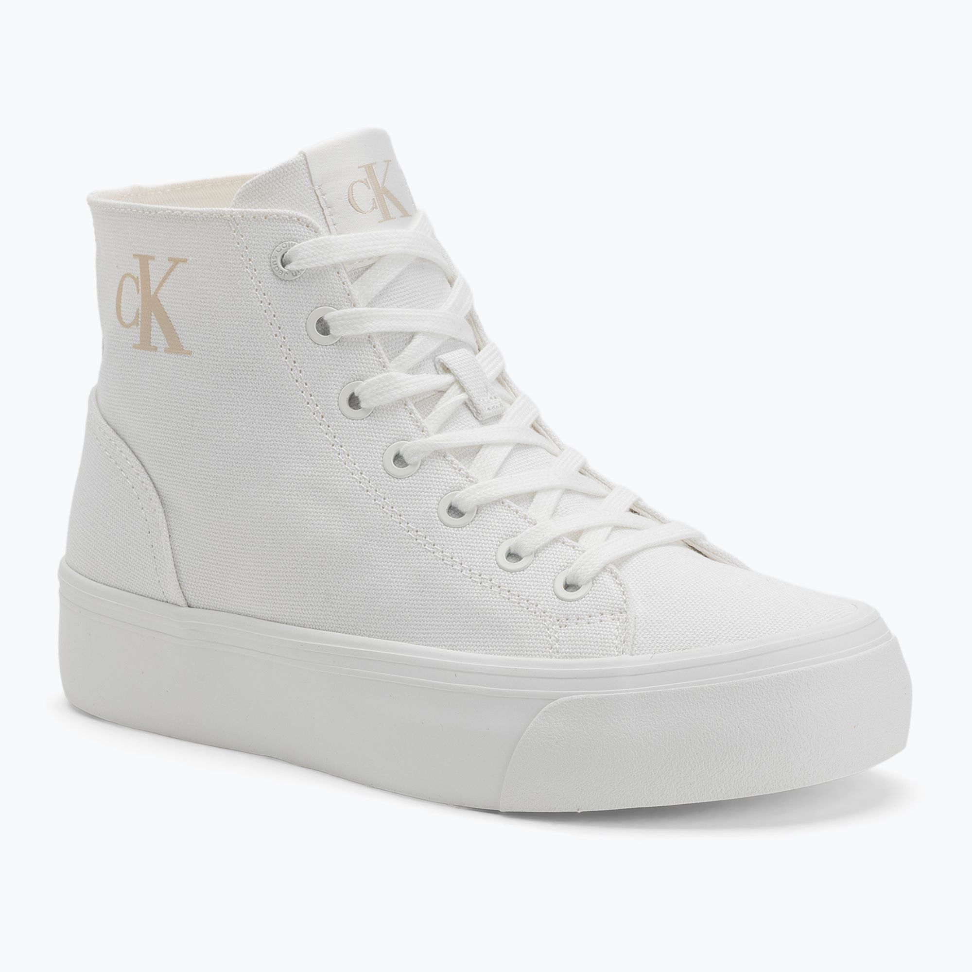 Dámske tenisky Calvin Klein YW0YW01764 Vulc Flatform Mid Cv Mg triple bright white (Vulc Flatform Mid Cv Mg YW0YW0176401W)