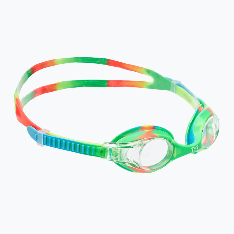 Detské plavecké okuliare TYR Swimple Tie Dye Non-Mirrored číre/zelené/oranžové