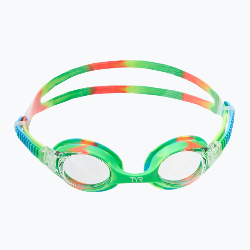 Detské plavecké okuliare TYR Swimple Tie Dye Non-Mirrored číre/zelené/oranžové 2