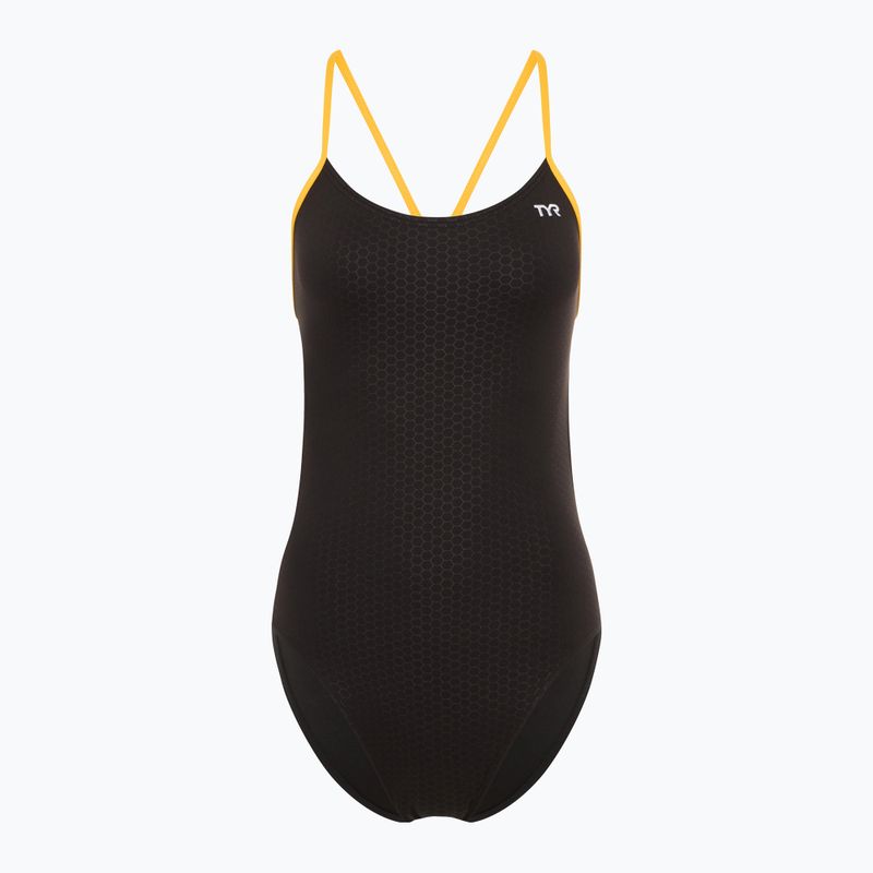 Dámske jednodielne plavky TYR Hexa Cutoutfit black/gold