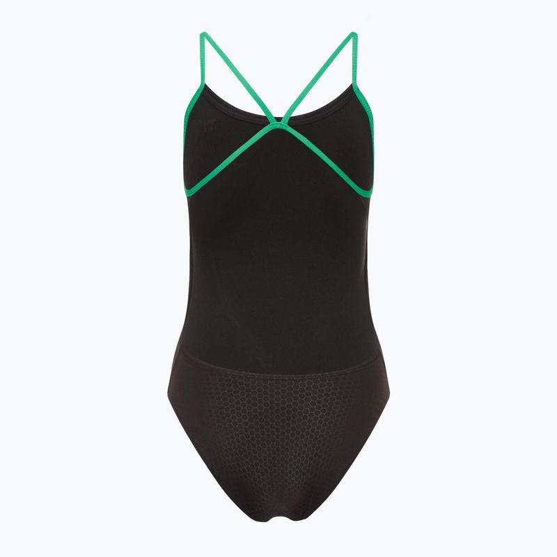 Dámske jednodielne plavky TYR Hexa Cutoutfit black/green 2