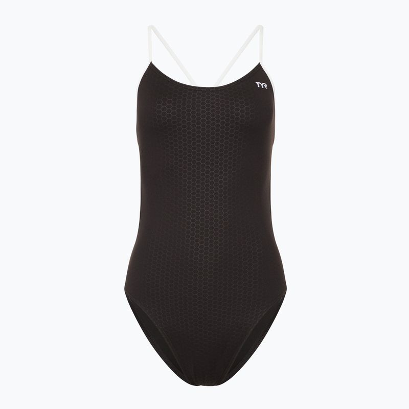 Dámske jednodielne plavky TYR Hexa Cutoutfit black/white