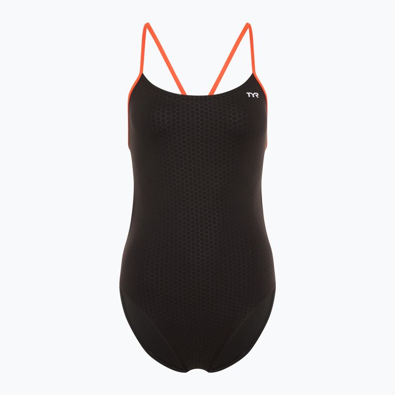 Dámske jednodielne plavky TYR Hexa Cutoutfit black/orange