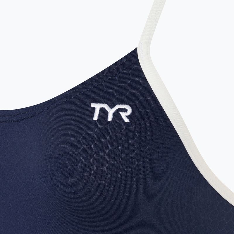 Dámske jednodielne plavky TYR Hexa Cutoutfit navy/white 3