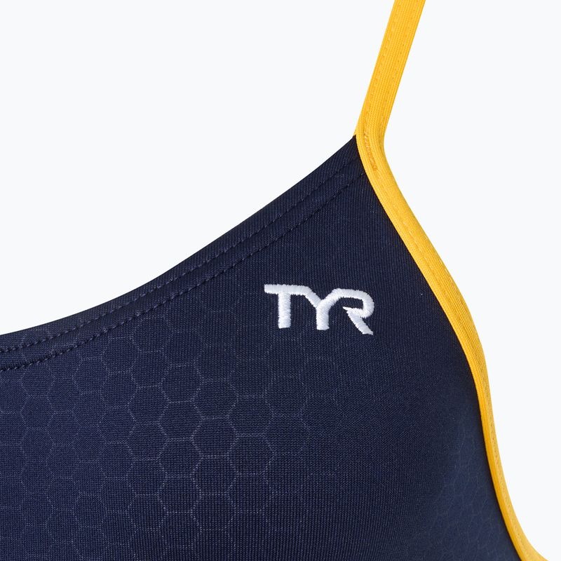 Dámske jednodielne plavky TYR Hexa Cutoutfit navy/gold 3