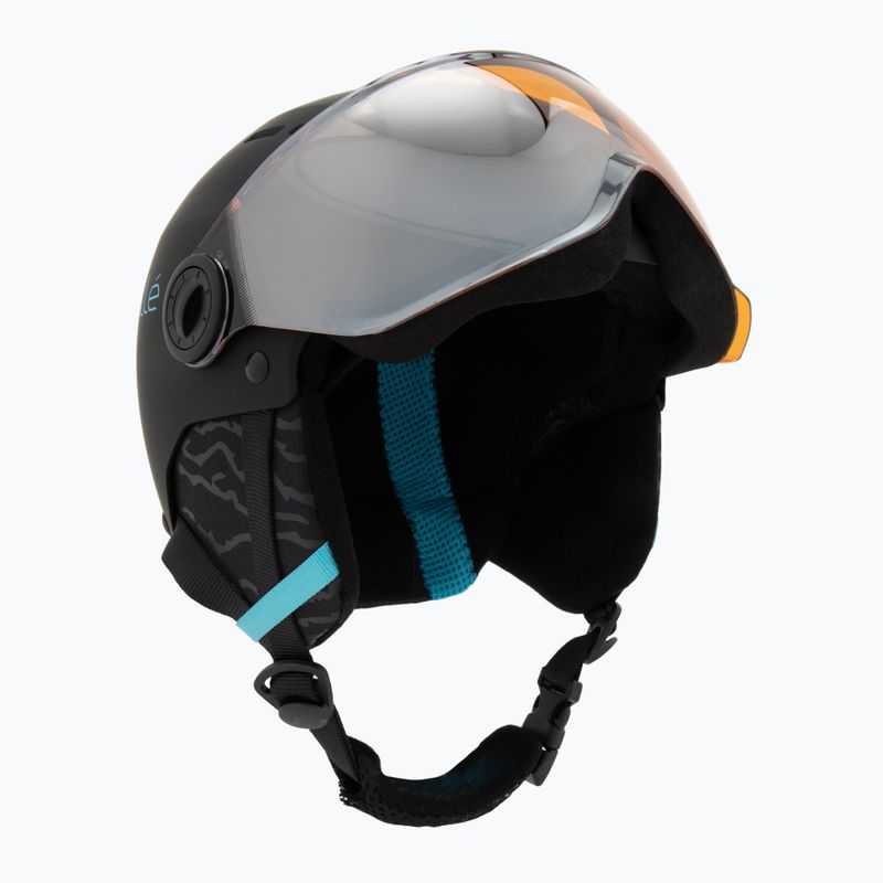 Detská lyžiarska helma Bollé Quiz Visor Jr black/blue matte/orange gun 9