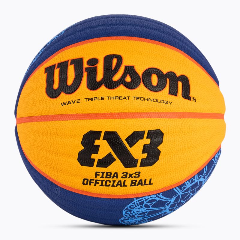 Basketbalová lopta Wilson Fiba 3x3 Game Ball Paris Retail 2024 modrá/žltá veľkosť 6