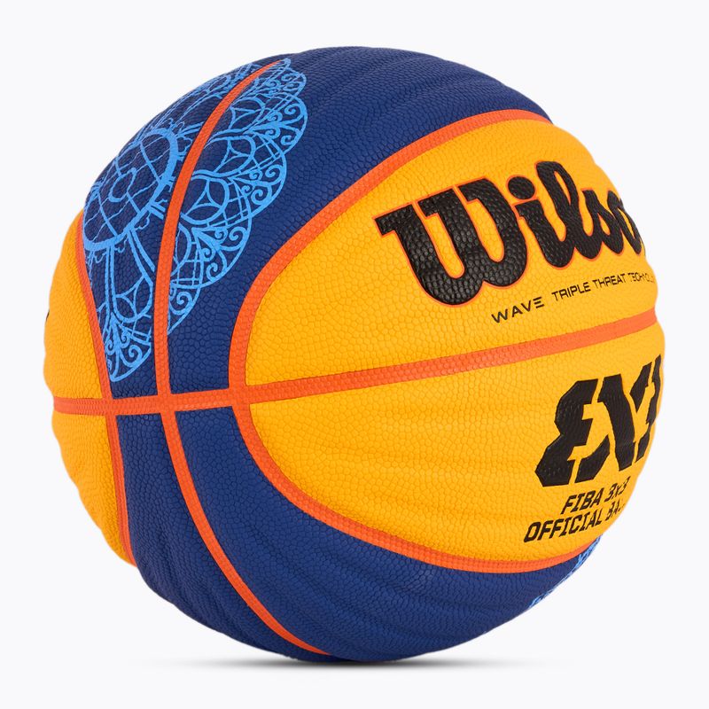 Basketbalová lopta Wilson Fiba 3x3 Game Ball Paris Retail 2024 modrá/žltá veľkosť 6 2