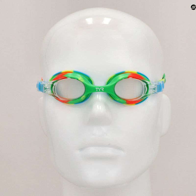 Detské plavecké okuliare TYR Swimple Tie Dye Non-Mirrored číre/zelené/oranžové 8