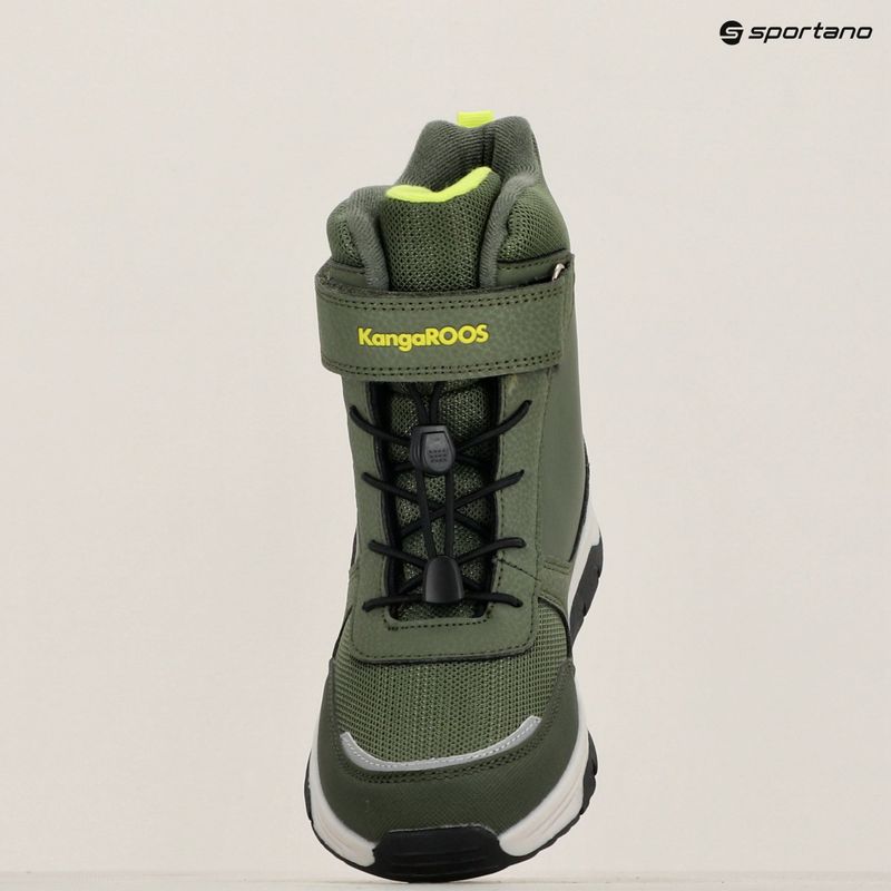 Juniorské snehule KangaROOS K-MJ Edison EV RTX SL olive / limetta dino 17