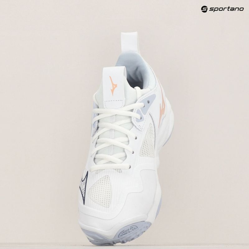 Dámska volejbalová obuv Mizuno Wave Momentum 3 white/ navy peony/ peach parfait 9