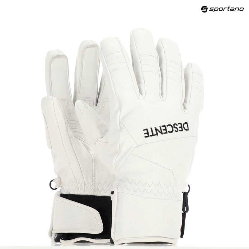 Pánske lyžiarske rukavice Descente 5 Finger Leather white 7