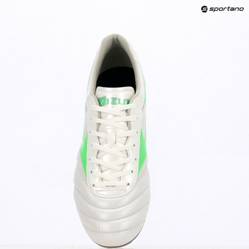 Pánske kopačky Mizuno Morelia II Elite Md white/neon green/galaxy silver 9
