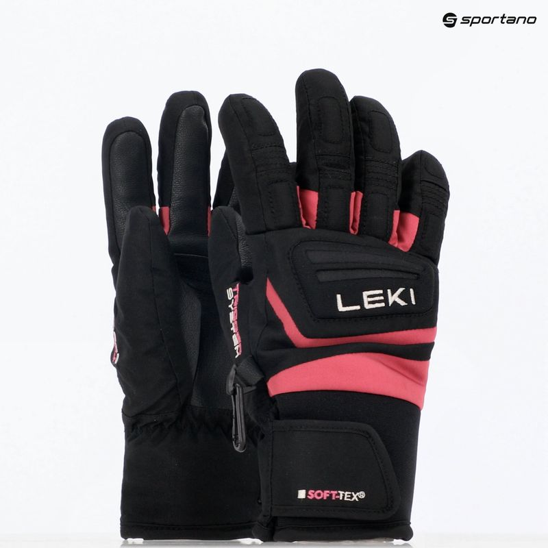 Detské lyžiarske rukavice LEKI Griffin 3D Junior black/ rose 7