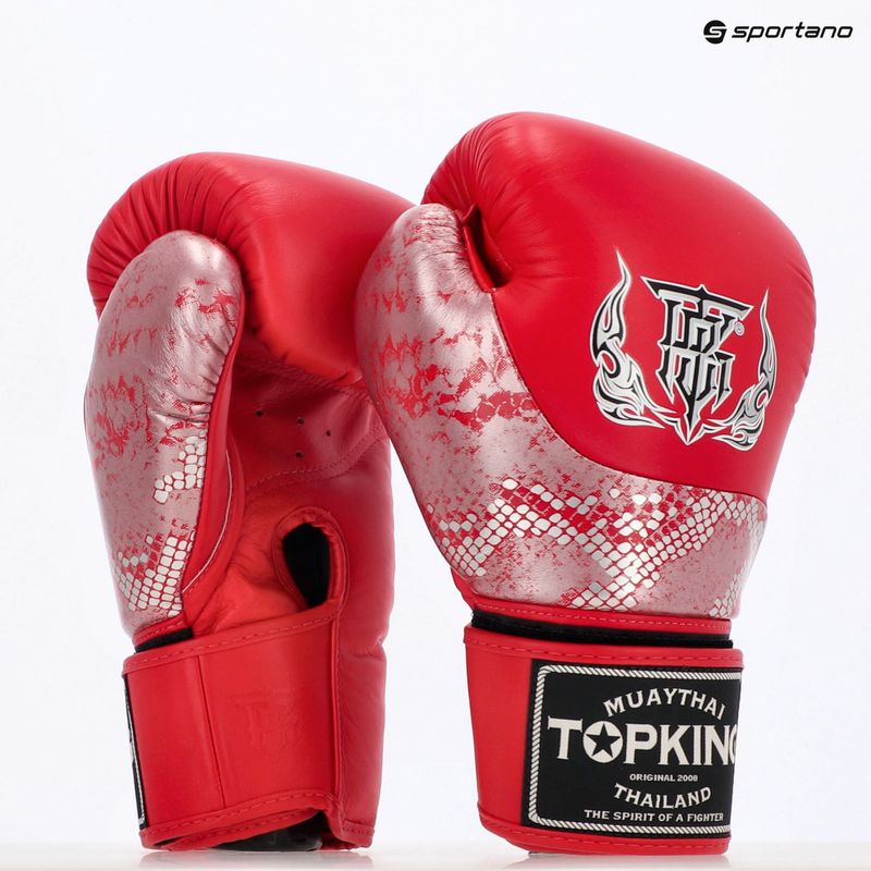 Boxerské rukavice Top King Muay Thai Power Snake red/silver 7