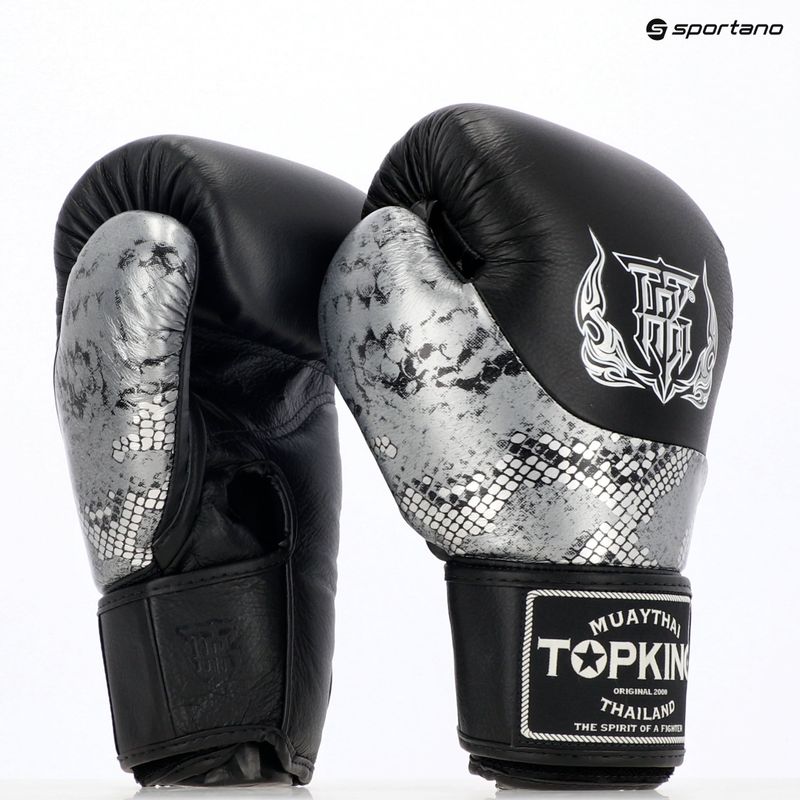 Boxerské rukavice Top King Muay Thai Power Snake black/silver 7